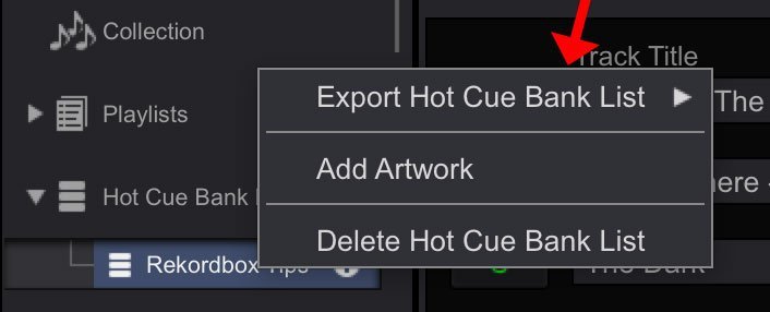 exporting hot cue bank list