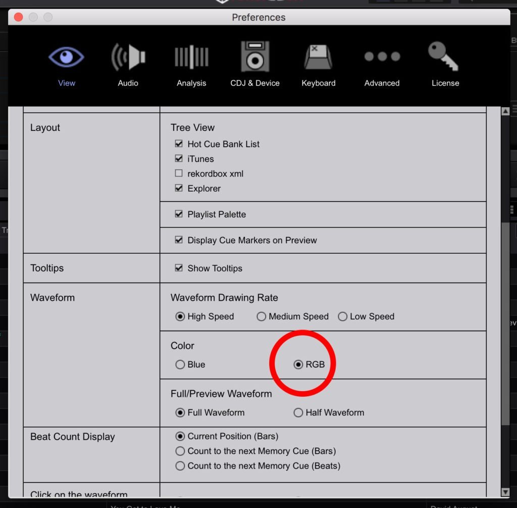 rekordbox coloured rgb waveforms