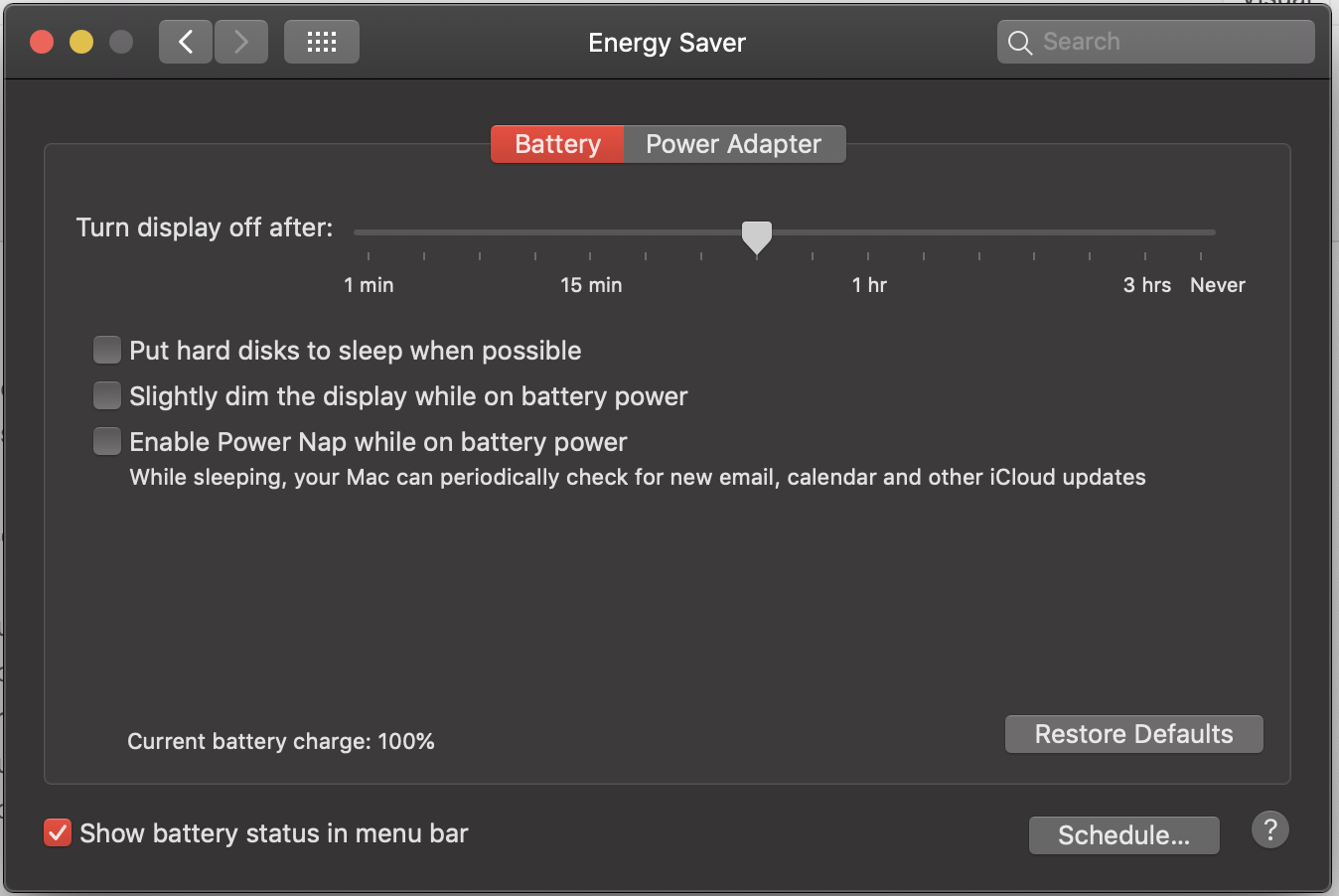 Mac Configurações de Economia de Energia