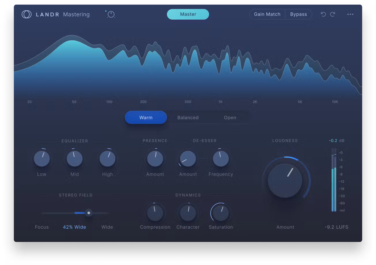 LANDR Pro mastering plugin